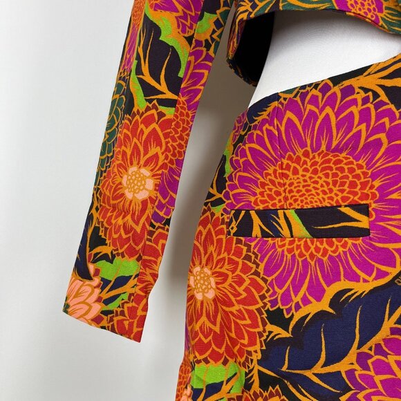 NWOT FARM RIO Multicolor Floral Garden Cut-Out Long Blazer Size S - Picture 9 of 12